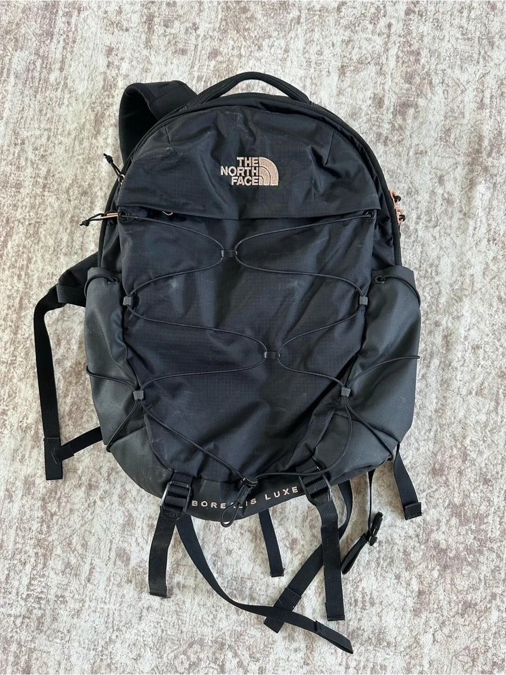 The North Face Black with Rose Gold Backpack - Borealis Luxe